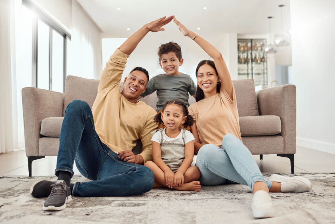 Family in house